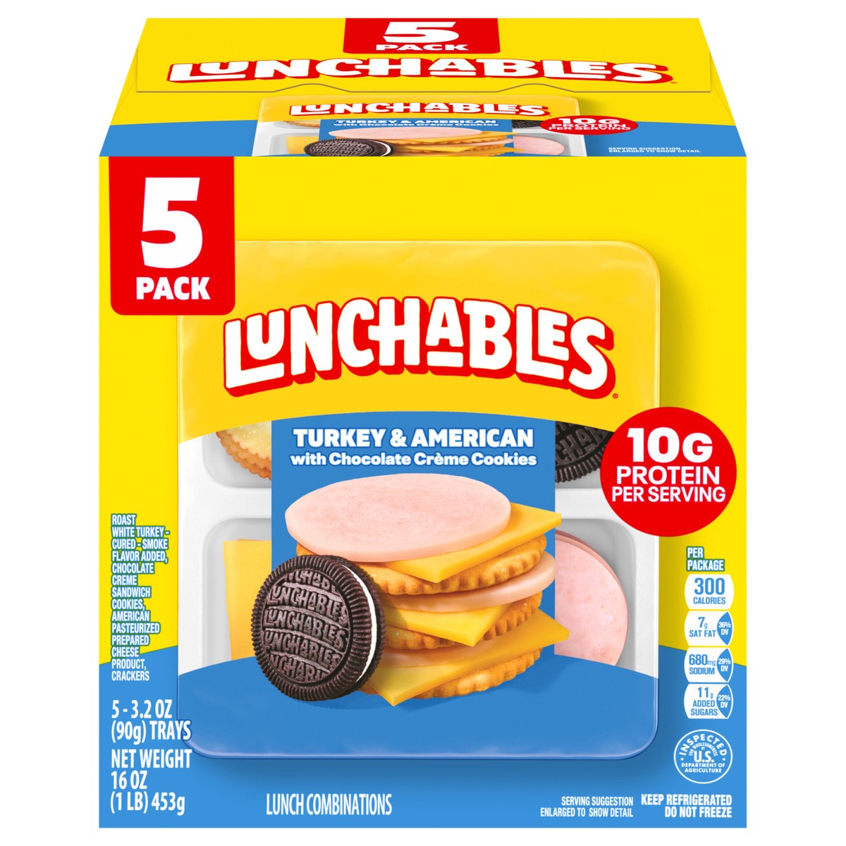 slide 1 of 13, Lunchables Turkey & American with Chocolate Creme Cookies, 5 ct Pack, 3.2 oz Trays, 16 oz