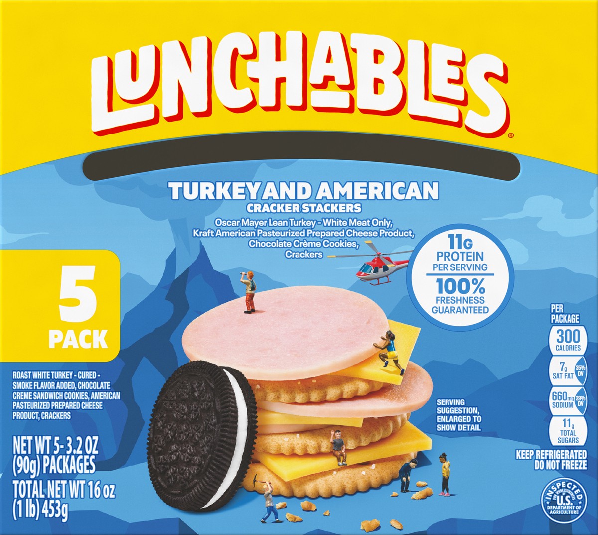 slide 9 of 13, Lunchables Turkey & American with Chocolate Creme Cookies, 5 ct Pack, 3.2 oz Trays, 16 oz