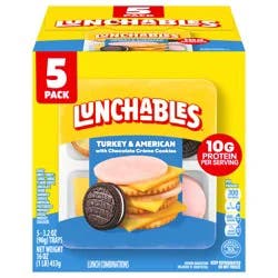 Lunchables Turkey & American with Chocolate Creme Cookies, 5 ct Pack, 3.2 oz Trays