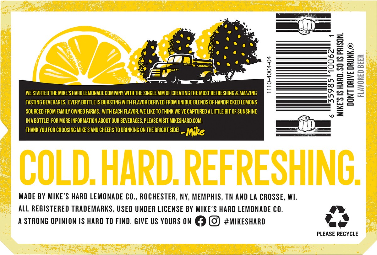 slide 3 of 5, Mike's Premium Malt Beverage Hard Lemonade Beer 6 ea, 6 ct; 12 fl oz