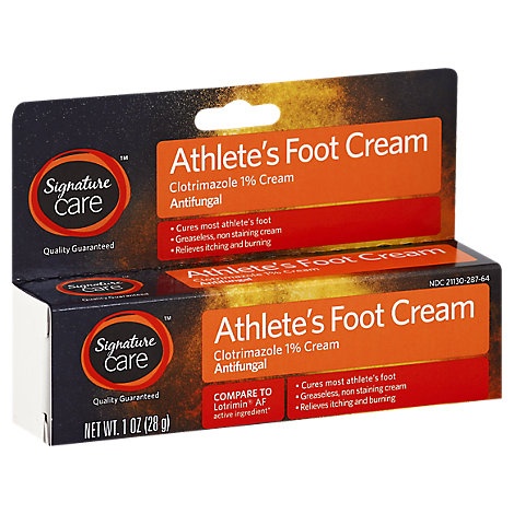 slide 1 of 1, Signature Care Athletes Foot Cream Clotrimazole 1% Antifungal, 1 oz