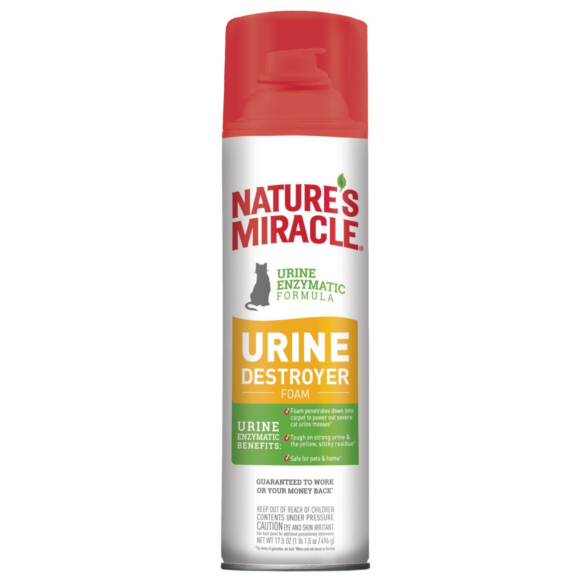 slide 1 of 1, Nature's Miracle Just for Cats Urine Destroyer Stain & Odor Foam, 17.5 fl oz