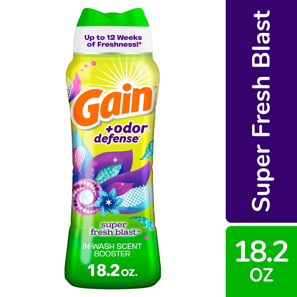 slide 1 of 6, Gain Odor Defense In-Wash Scent Booster Beads, Super Fresh Blast, 18.2 Oz., 1 ct