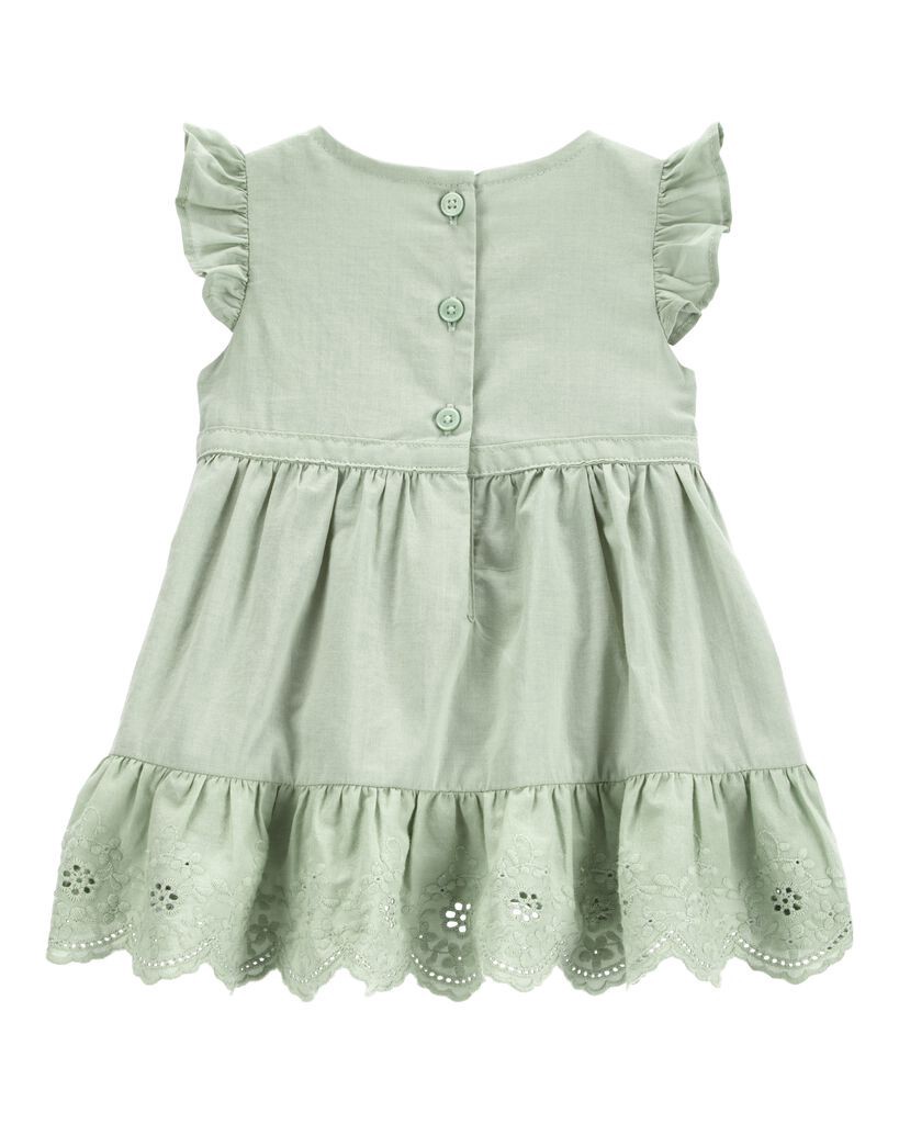 slide 3 of 4, Oshkosh Baby Textured Eyelet Dress Green 24M, 1 ct