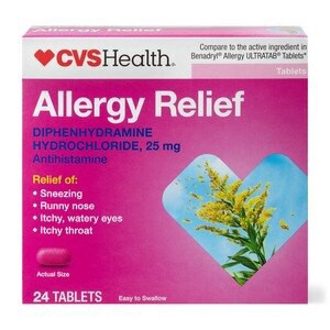 slide 1 of 1, CVS Health Allergy Relief Diphenhydramine Tablets, 24 Ct, 1 ct