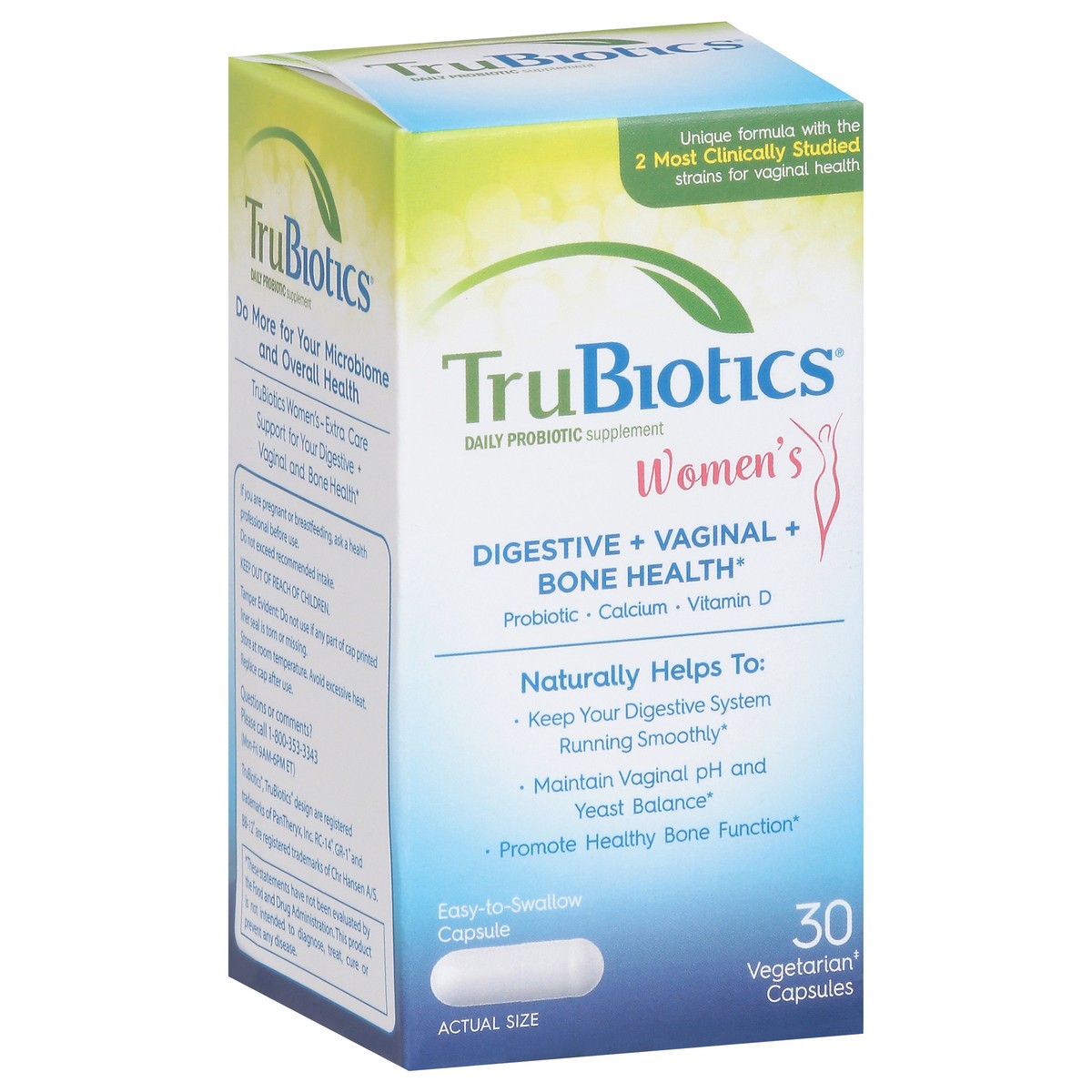 slide 2 of 9, TruBiotics Women's Vegetarian Capsules Digestive + Vaginal + Bone Health 30 Capsules, 30 ct