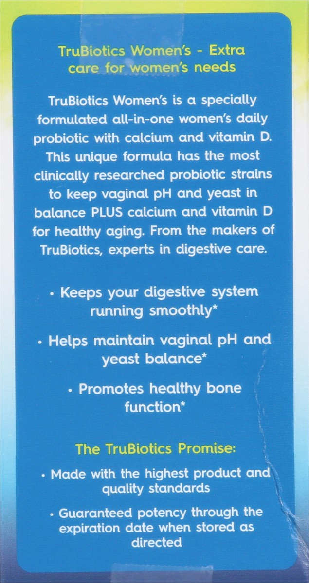slide 4 of 9, TruBiotics Women's Vegetarian Capsules Digestive + Vaginal + Bone Health 30 Capsules, 30 ct