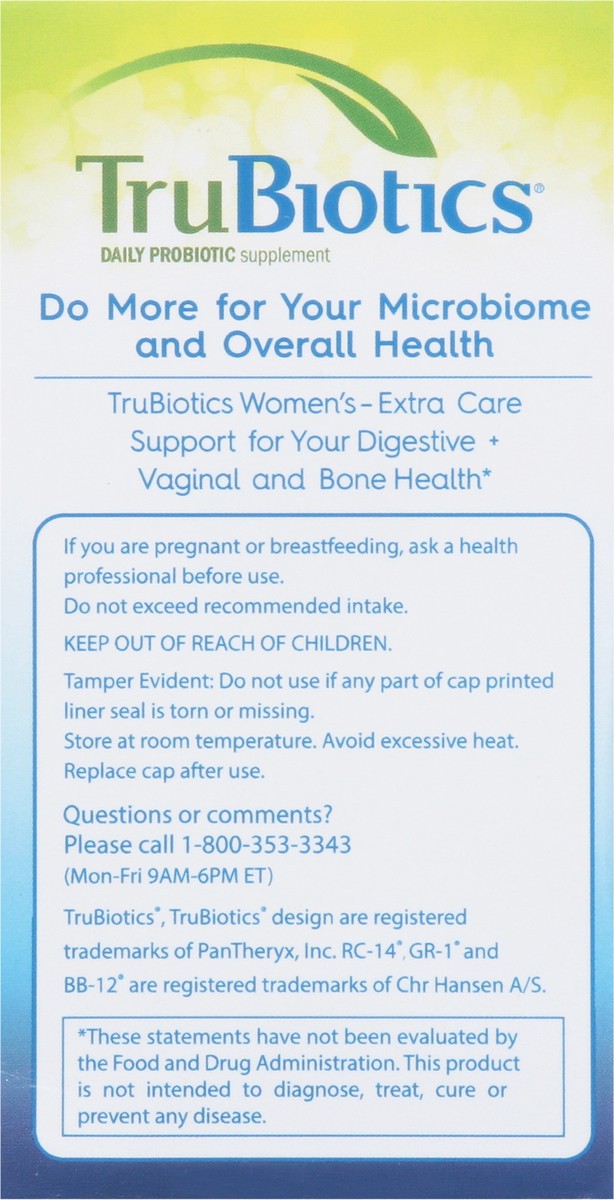 slide 8 of 9, TruBiotics Women's Vegetarian Capsules Digestive + Vaginal + Bone Health 30 Capsules, 30 ct