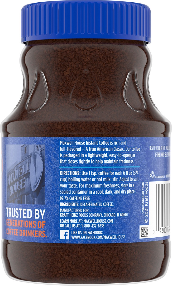 slide 8 of 9, Maxwell House The Original Roast Decaf Instant Coffee, 8 oz Jar, 8 oz