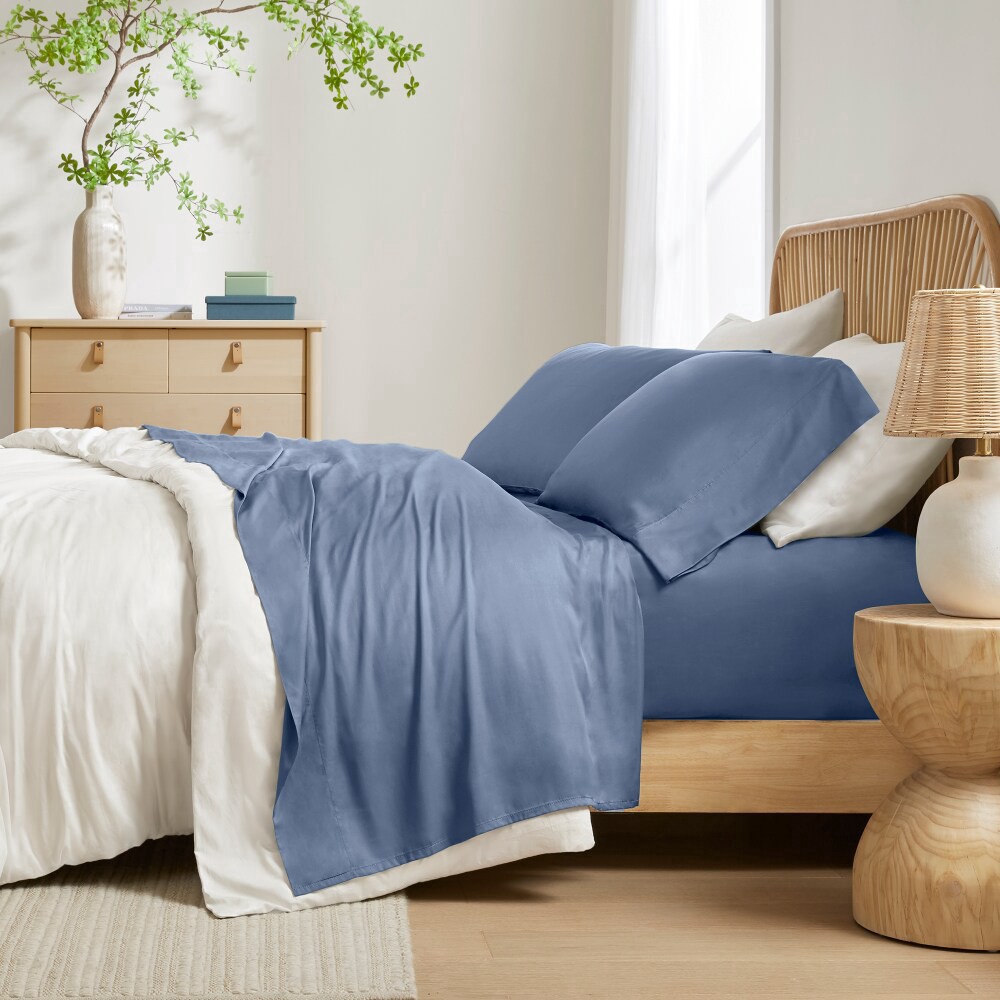 slide 3 of 3, Modavari® Bamboo Sheet Set Queen Pack - Light Blue, Queen Size