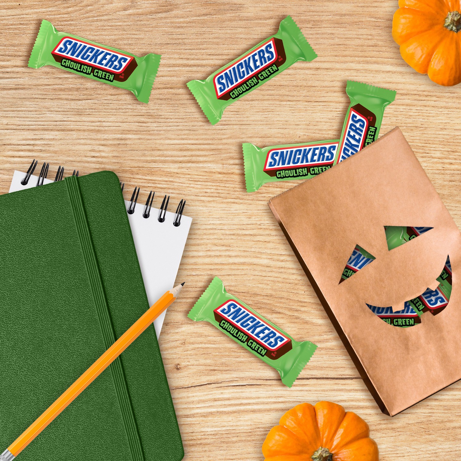 slide 5 of 8, SNICKERS Ghoulish Green Fun Size Chocolate Halloween Candy Bars, 9.69 oz Bag, 9.69 oz