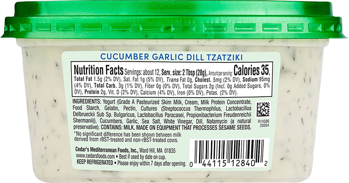 slide 2 of 4, Cedar's Cucumber Garlic Dill Tzatziki 12 oz, 12 oz