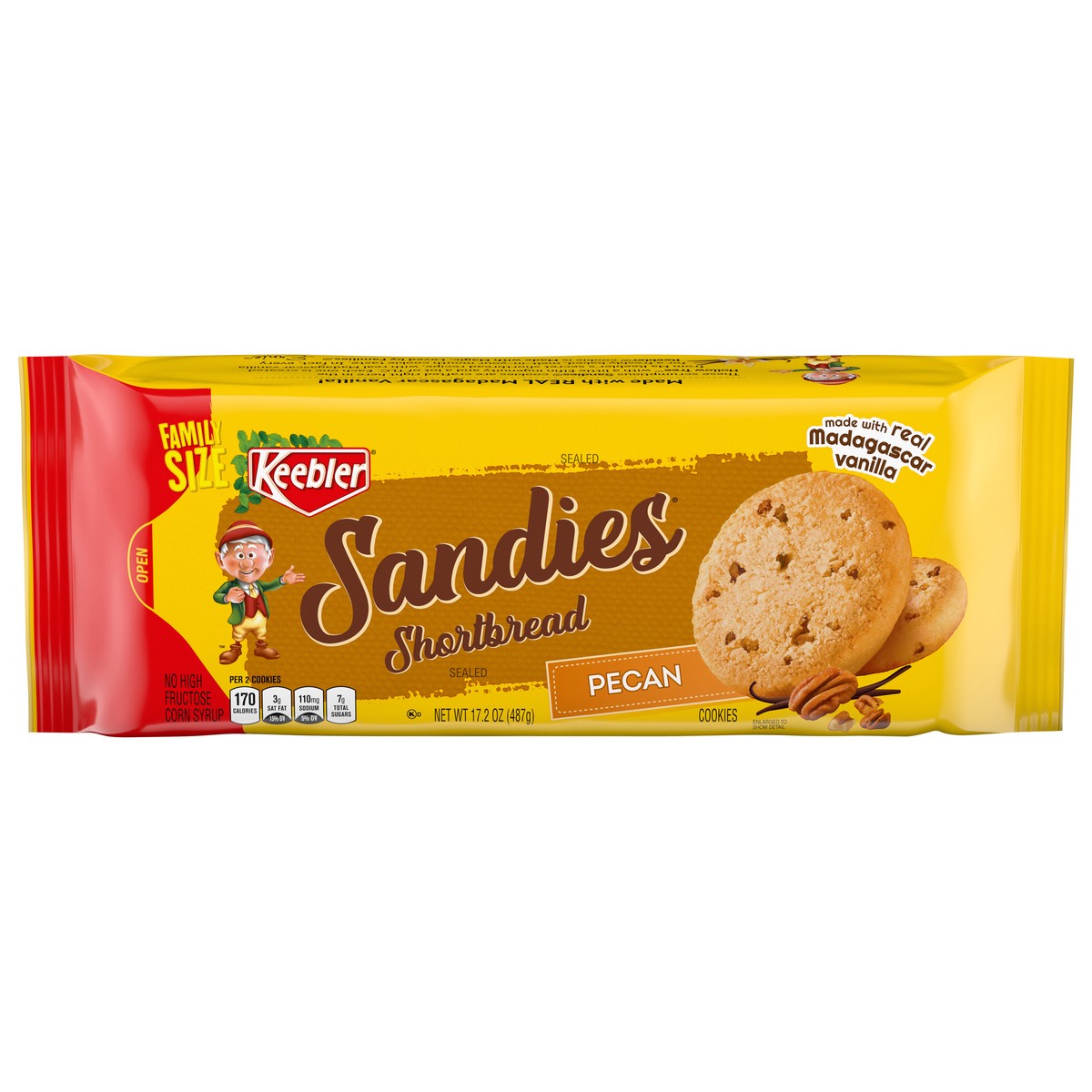 slide 1 of 9, Keebler Brands 06582 153198 Sandies Pecan Cookies 17.2oz Overwrap Everyday 17.2oz No PMT, 17.2 oz