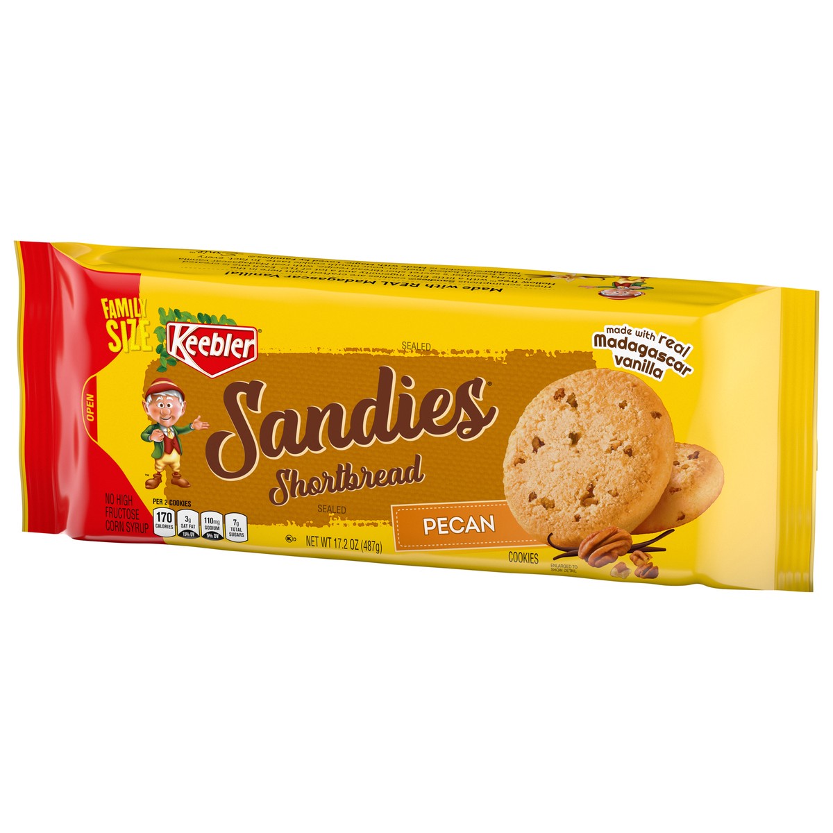 slide 5 of 9, Keebler Brands 06582 153198 Sandies Pecan Cookies 17.2oz Overwrap Everyday 17.2oz No PMT, 17.2 oz