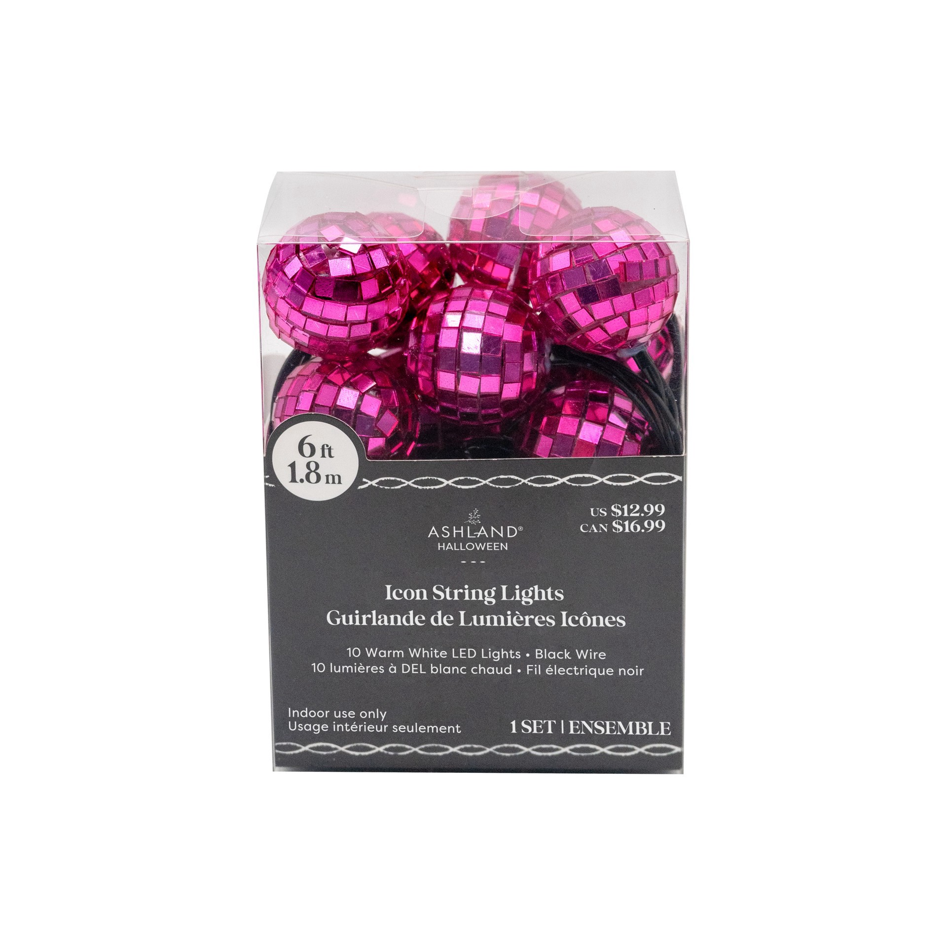 slide 2 of 4, 10ct. Warm White Led Pink Disco Ball Icon String Lights By Ashland, 10 ct