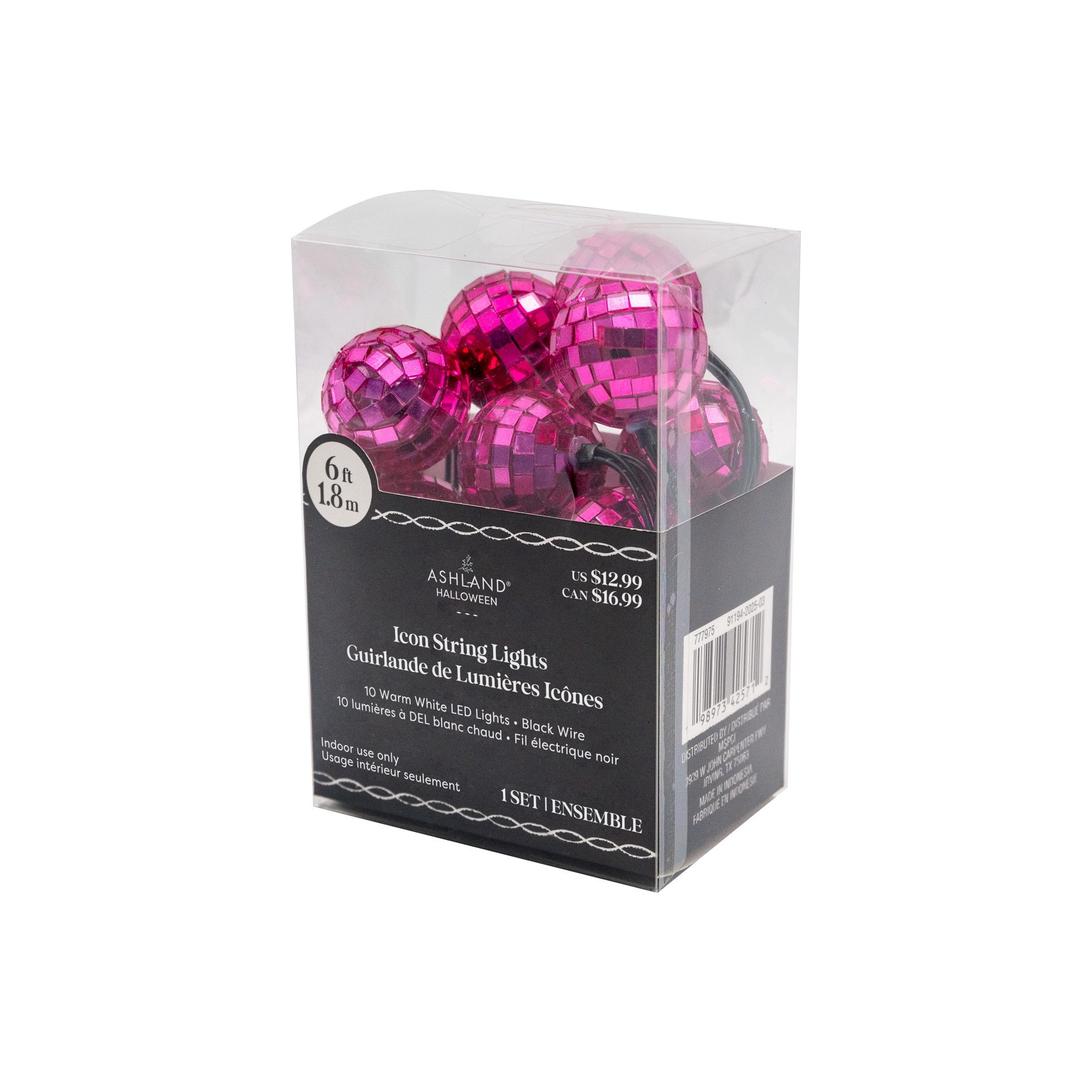 slide 4 of 4, 10ct. Warm White Led Pink Disco Ball Icon String Lights By Ashland, 10 ct
