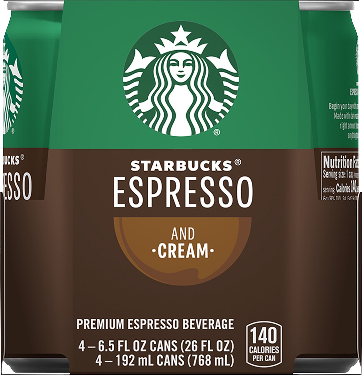 slide 6 of 8, Starbucks Espresso Premium Beverage Espresso & Cream 6.5 Fl Oz 4 Count Cans, 26 oz