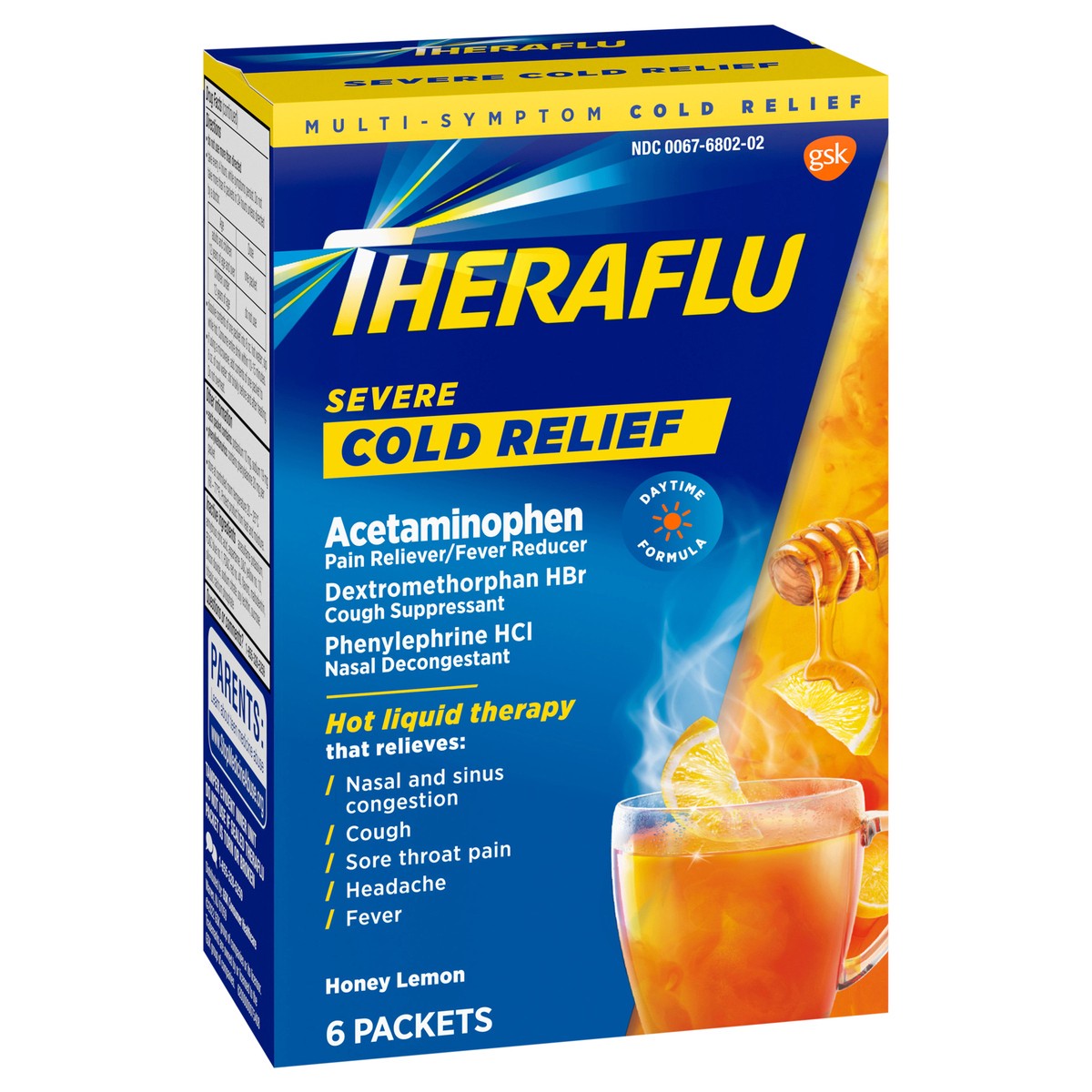 slide 2 of 9, Theraflu Multi-Symptom Severe Cold Relief Powder - Acetaminophen - Green Tea & Honey Lemon - 6ct, 6 ct