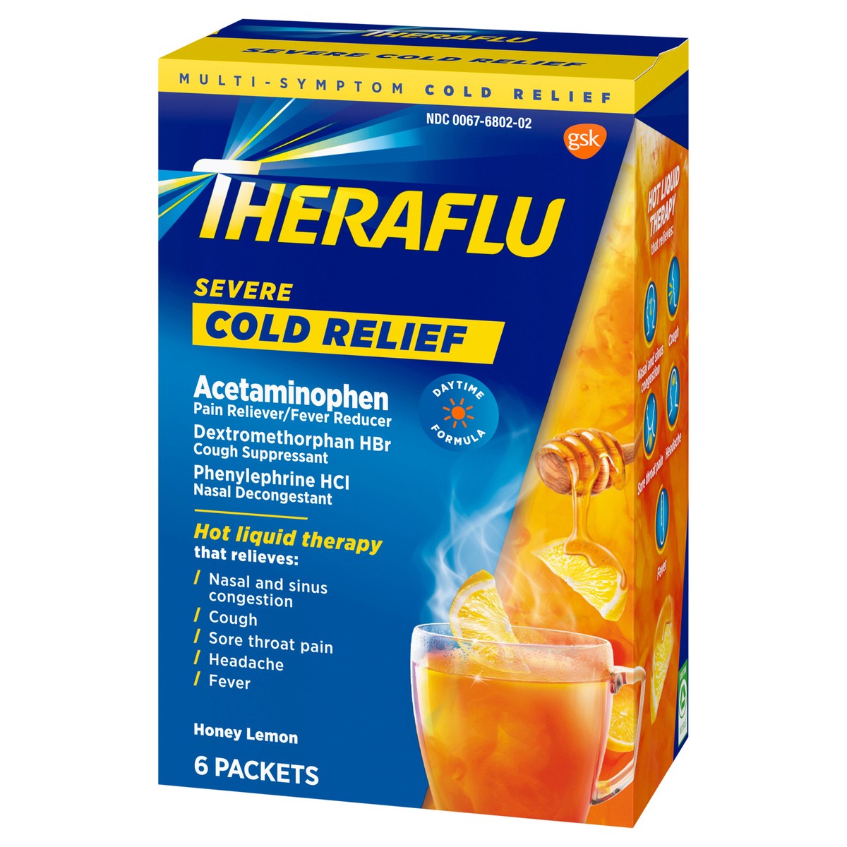slide 3 of 9, Theraflu Multi-Symptom Severe Cold Relief Powder - Acetaminophen - Green Tea & Honey Lemon - 6ct, 6 ct