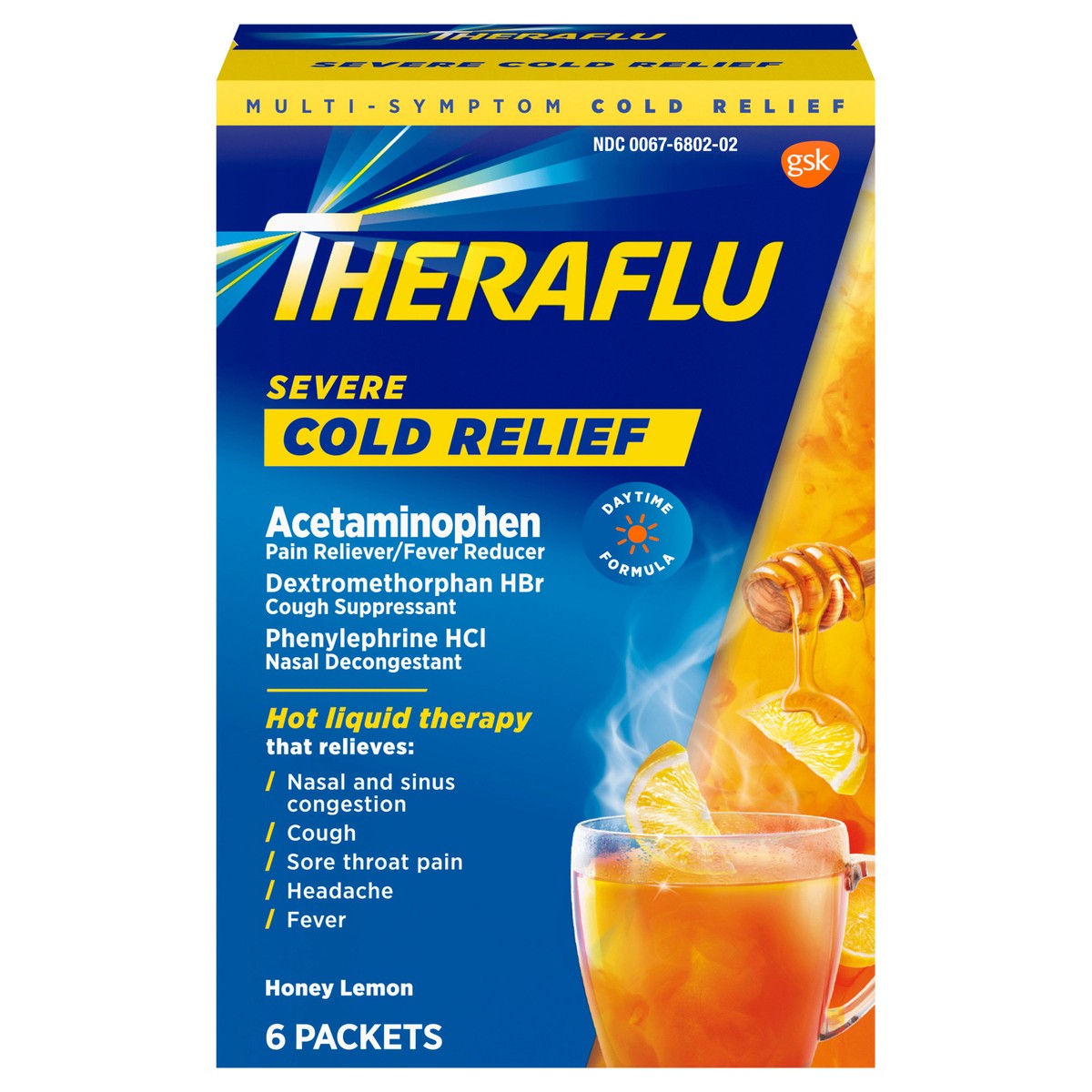 slide 1 of 9, Theraflu Multi-Symptom Severe Cold Relief Powder - Acetaminophen - Green Tea & Honey Lemon - 6ct, 6 ct