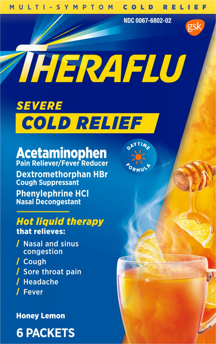 slide 6 of 9, Theraflu Multi-Symptom Severe Cold Relief Powder - Acetaminophen - Green Tea & Honey Lemon - 6ct, 6 ct