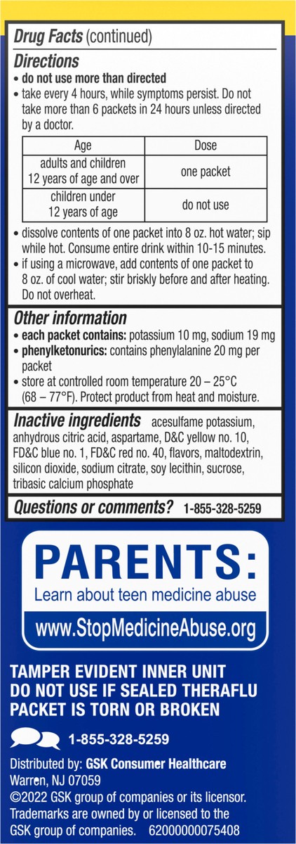 slide 7 of 9, Theraflu Multi-Symptom Severe Cold Relief Powder - Acetaminophen - Green Tea & Honey Lemon - 6ct, 6 ct