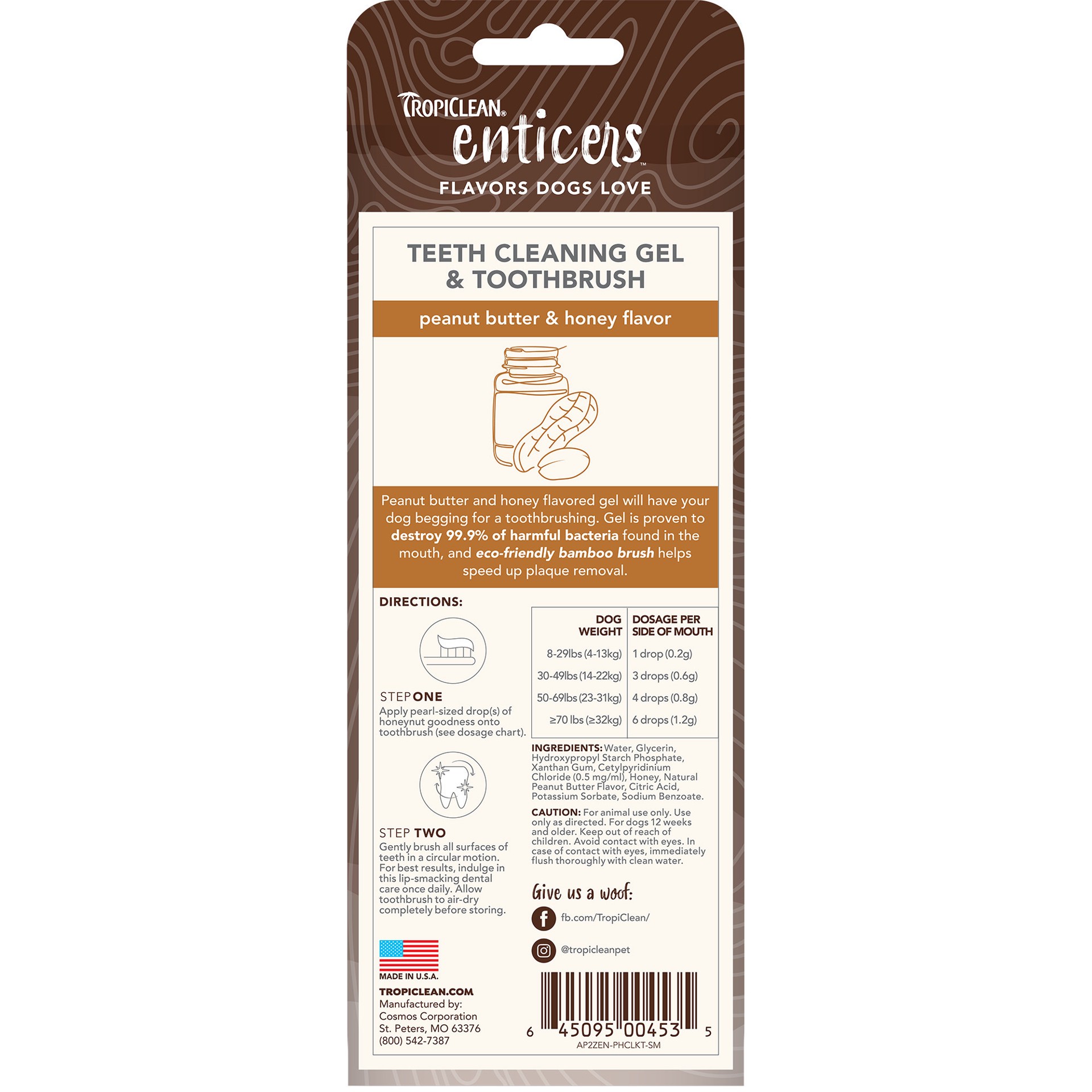 slide 2 of 9, TropiClean Sunsetting - TropiClean Enticers Teeth Cleaning Gel & Toothbrush for S/M Dogs - Peanut Butter & Honey Flavor, 2oz, 2 oz