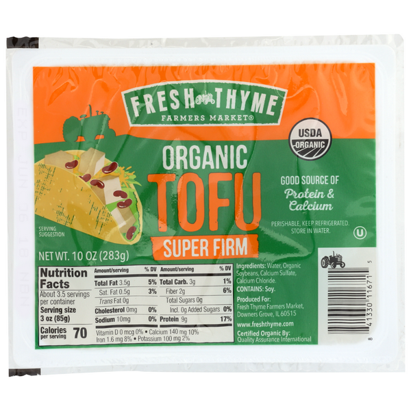 slide 1 of 1, Fresh Thyme Org Tofu Super Firm, 10 oz
