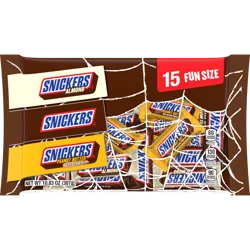 SNICKERS Fun Size Original, Almond, Crunchy Peanut Butter Halloween Candy Assortment, 15 Ct Bag