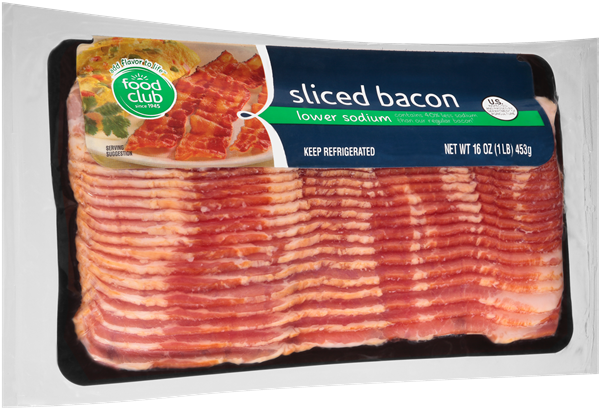 slide 1 of 1, Food Club Lower Sodium Sliced Bacon, 16 oz