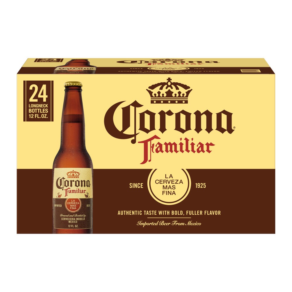 slide 1 of 4, Corona Familiar Mexican Lager Import Beer, 24 pk 12 fl oz Bottles, 4.8% ABV, 288 fl oz