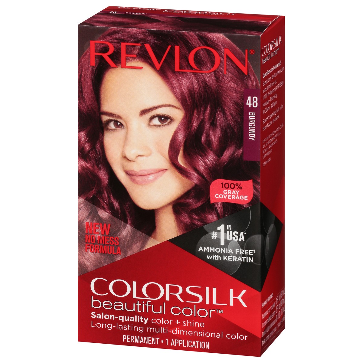 slide 3 of 9, Revlon Colorsilk 48 Burgundy Vegan Keratin Permanent Hair Color 1 Each, 1 ct
