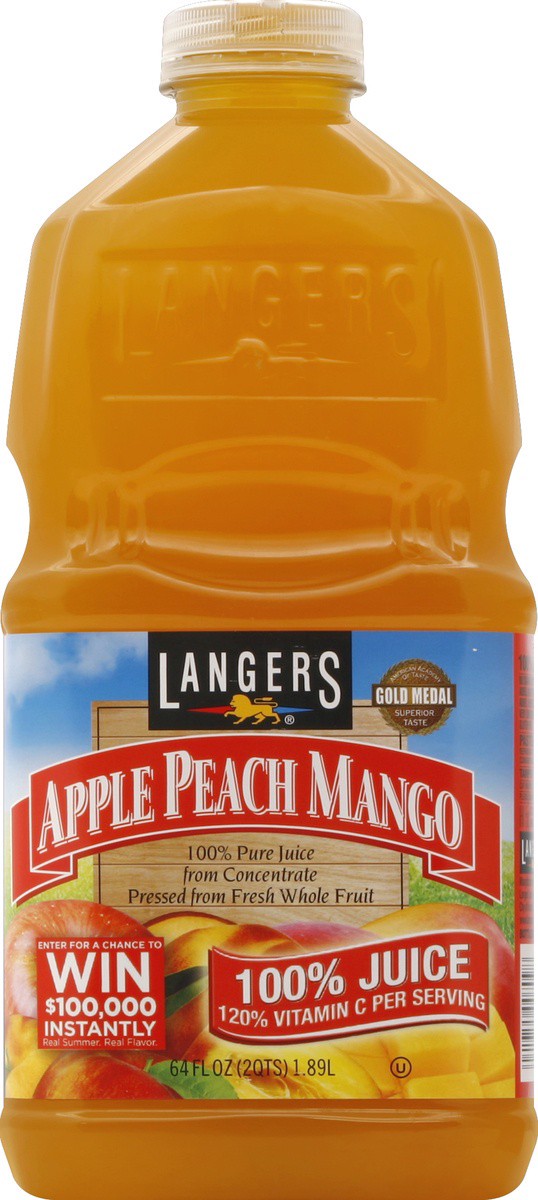 slide 2 of 4, Langers Langer's Juice Gold Medal Pure Apple Peach Mango, 