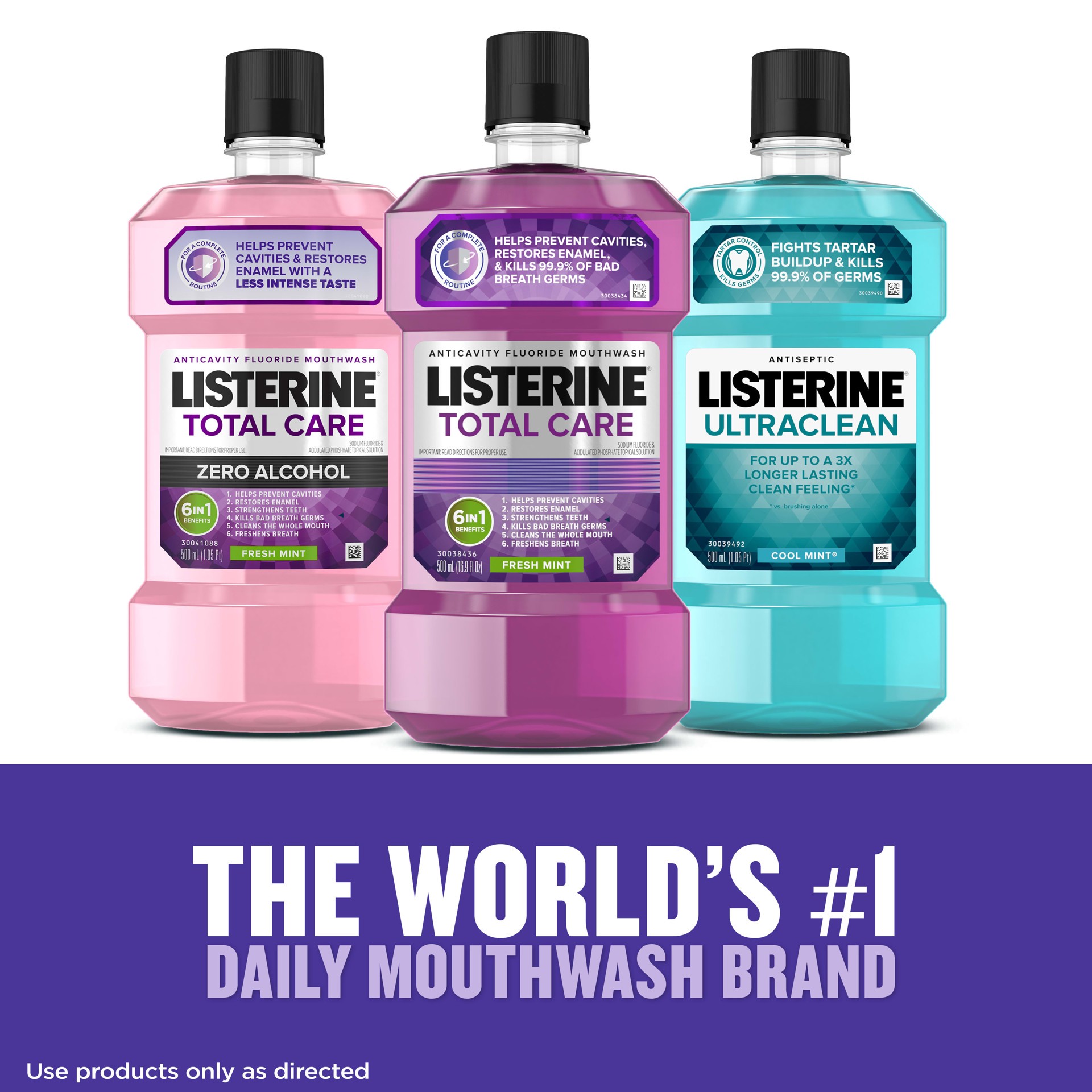 slide 2 of 10, Listerine Total Care Anticavity Fluoride Mouthwash, 6 Benefits in 1 Oral Rinse Helps Kill 99% of Bad Breath Germs, Prevents Cavities, Strengthens Teeth, ADA-Accepted, Fresh Mint, 1 L, 1 L