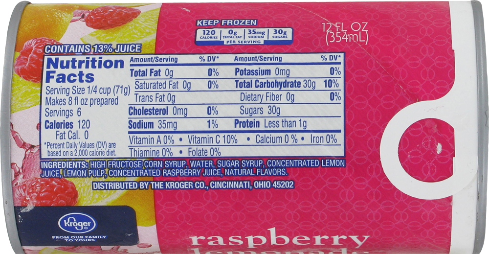 slide 1 of 4, Kroger Concentrated Raspberry Lemonade, 12 fl oz