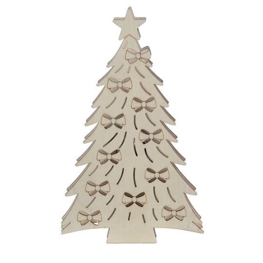 slide 1 of 3, 8.75" Diy Christmas Tree Led Wood Decor By Make Market, 8.75 in