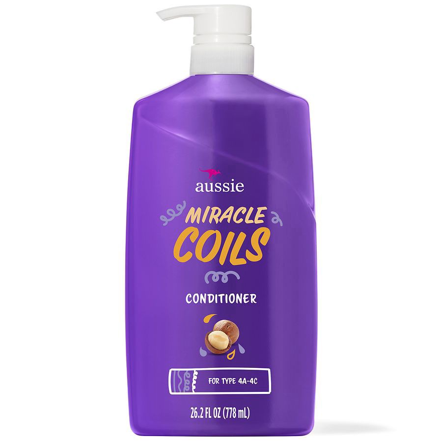 slide 1 of 5, Aussie Miracle Coils Conditioner with Macadamia Nut Oil Mandarin, Jasmine, Coconut, Pump Bottle, 26.2 fl oz