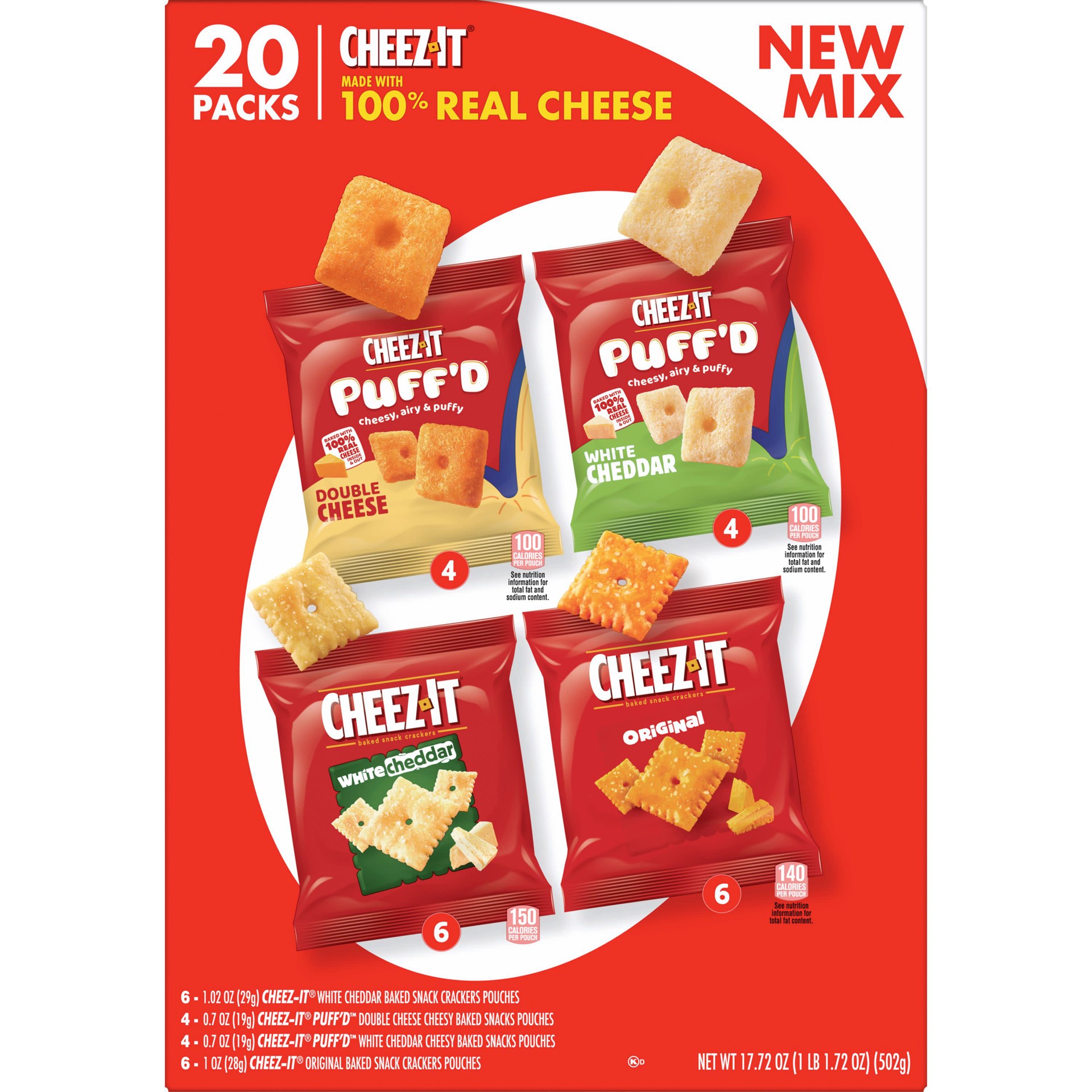 slide 2 of 5, Cheez-It Variety Pack Cheese Crackers, 20 ct