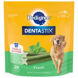 Pedigree Dentastix Fresh Mint Large Dog Treats 28 Count