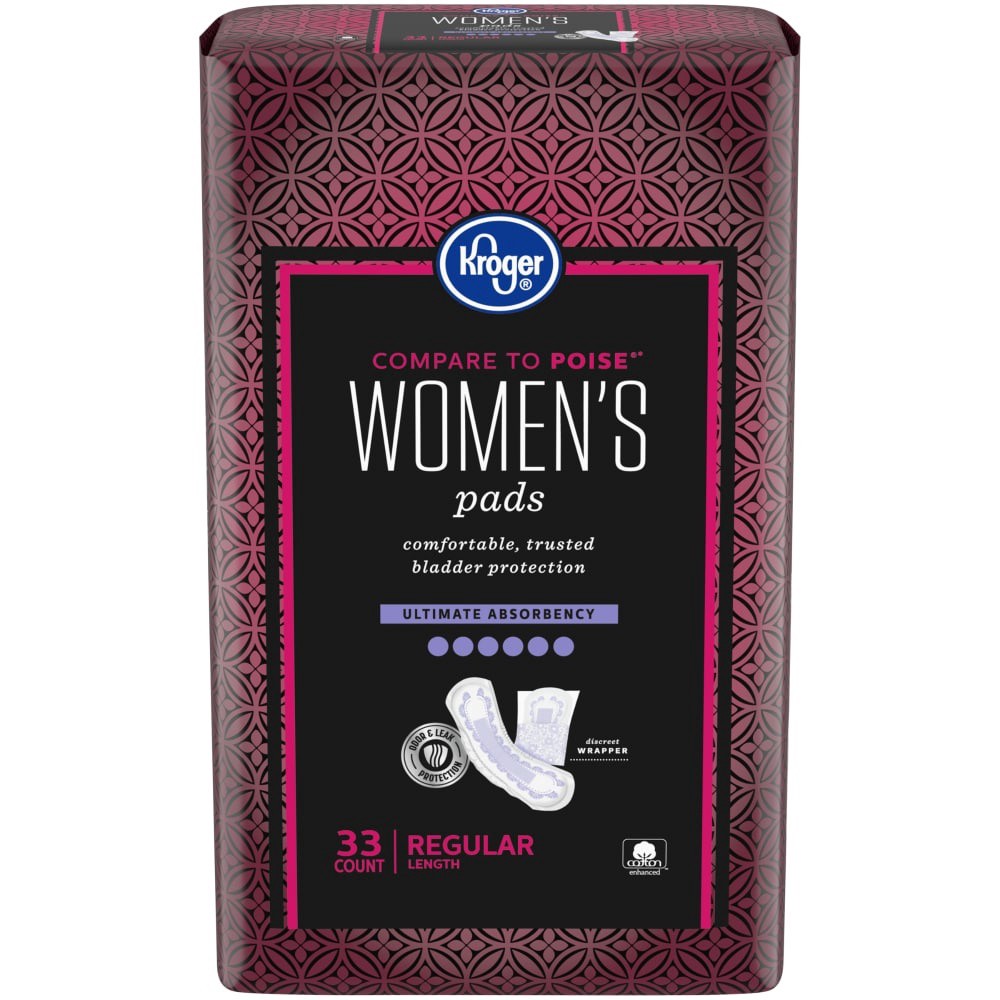 slide 1 of 1, Kroger Womens Regular Ultimate Absorbency Pads, 33 ct