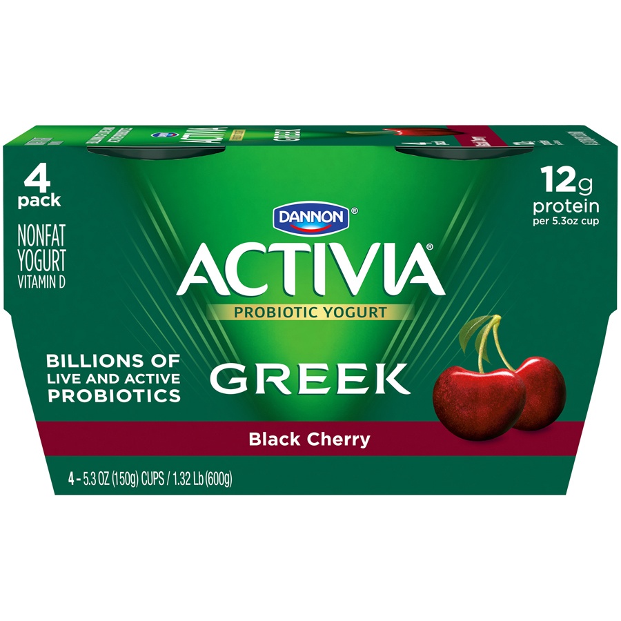 slide 2 of 8, Dannon Activia Greek Black Cherry Nonfat Probiotic Yogurt, 4 ct; 5.3 oz