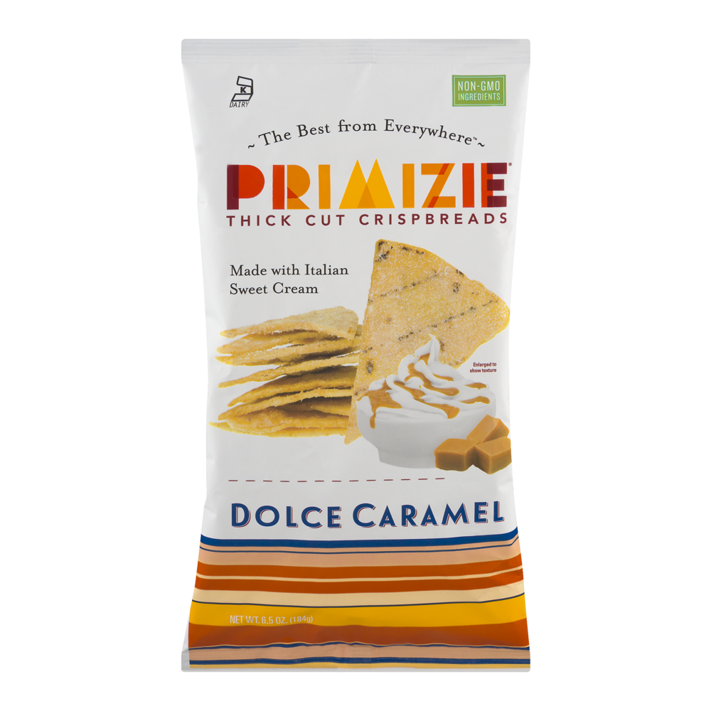 slide 1 of 5, Primizie All Natural Dolce Carmel Thick Cut Crispbreads, 6.5 oz