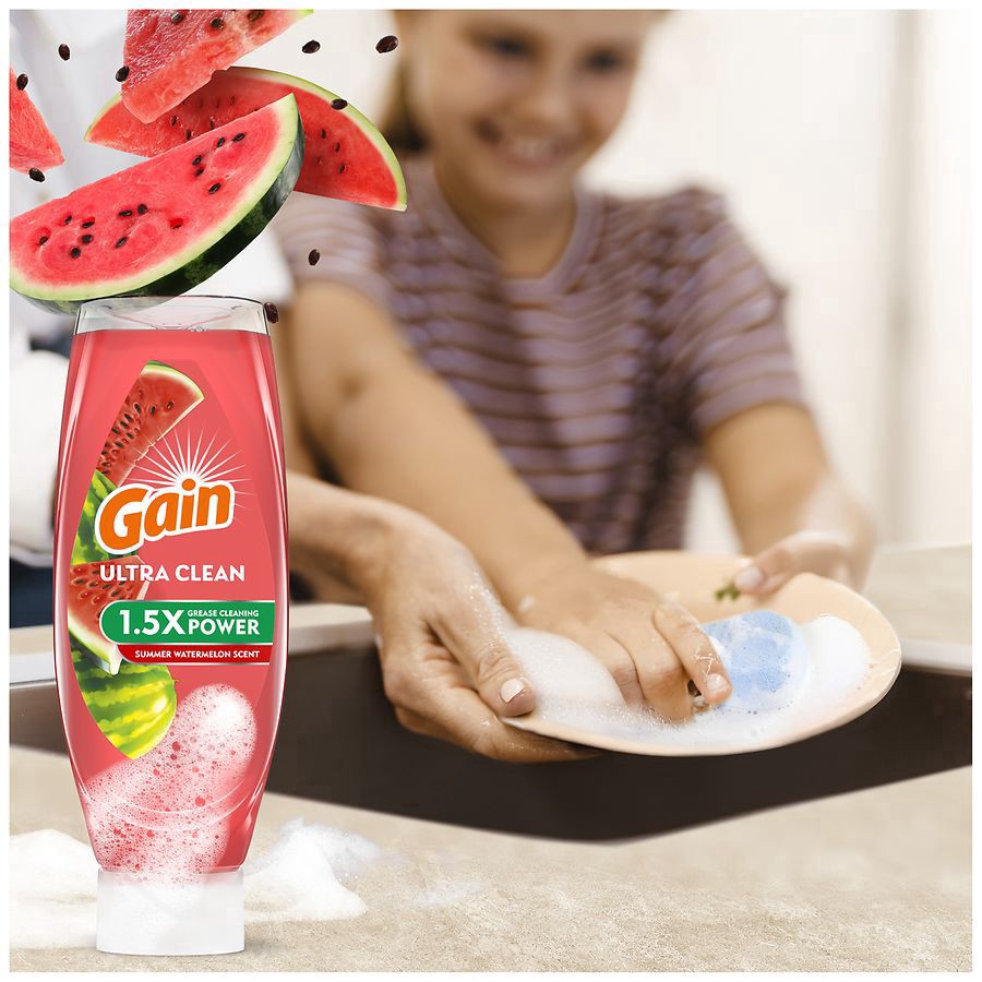 slide 2 of 5, Gain Ultra Dishwashing Liquid EZ Squeeze Summer Watermelon Scent 14.7 Ounces, 14.7 oz