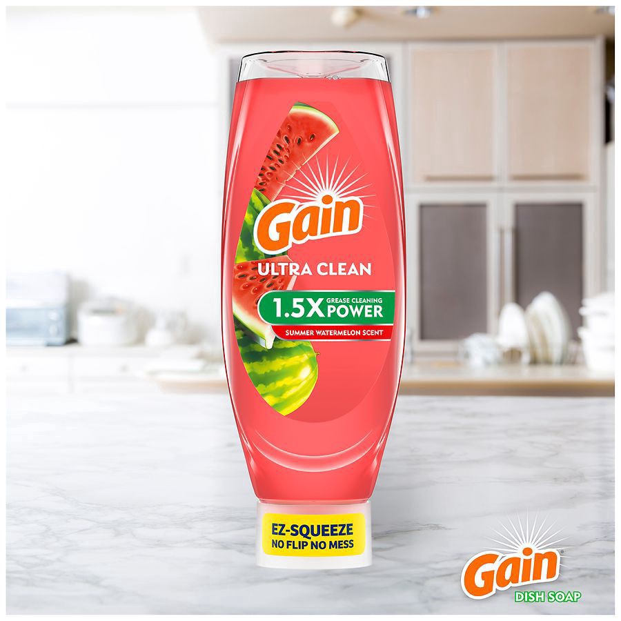 slide 5 of 5, Gain Ultra Dishwashing Liquid EZ Squeeze Summer Watermelon Scent 14.7 Ounces, 14.7 oz
