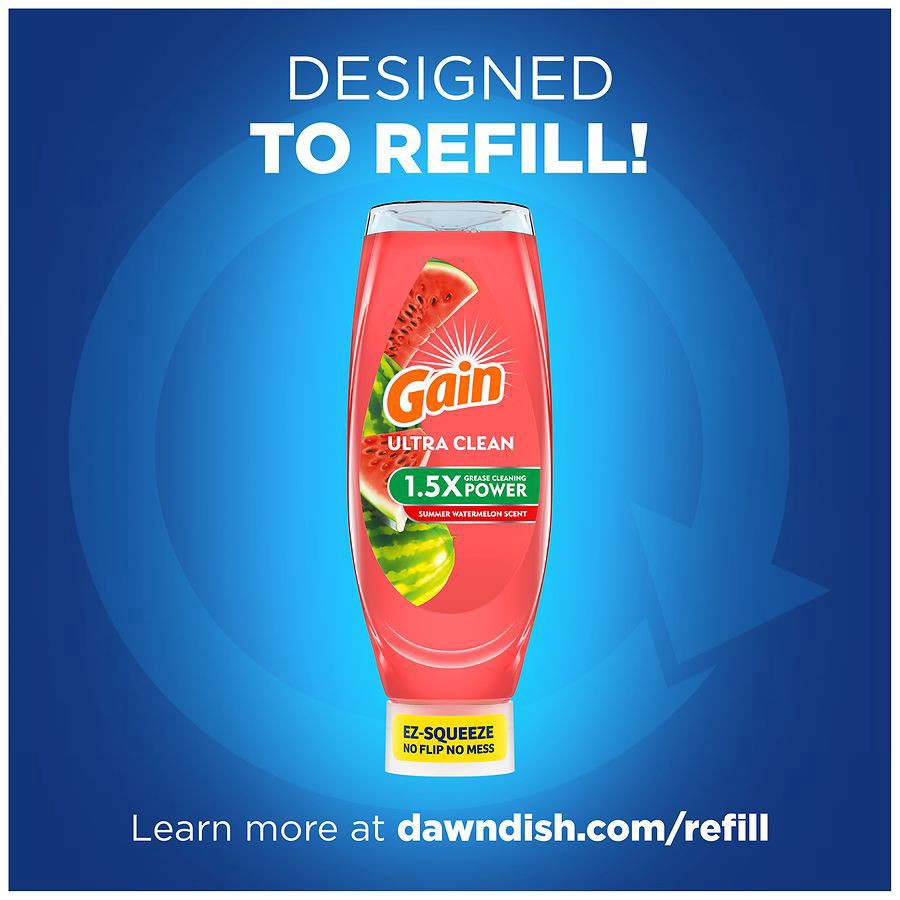slide 3 of 5, Gain Ultra Dishwashing Liquid EZ Squeeze Summer Watermelon Scent 14.7 Ounces, 14.7 oz