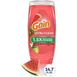 Gain Ultra Dishwashing Liquid EZ Squeeze Summer Watermelon Scent 14.7 Ounces