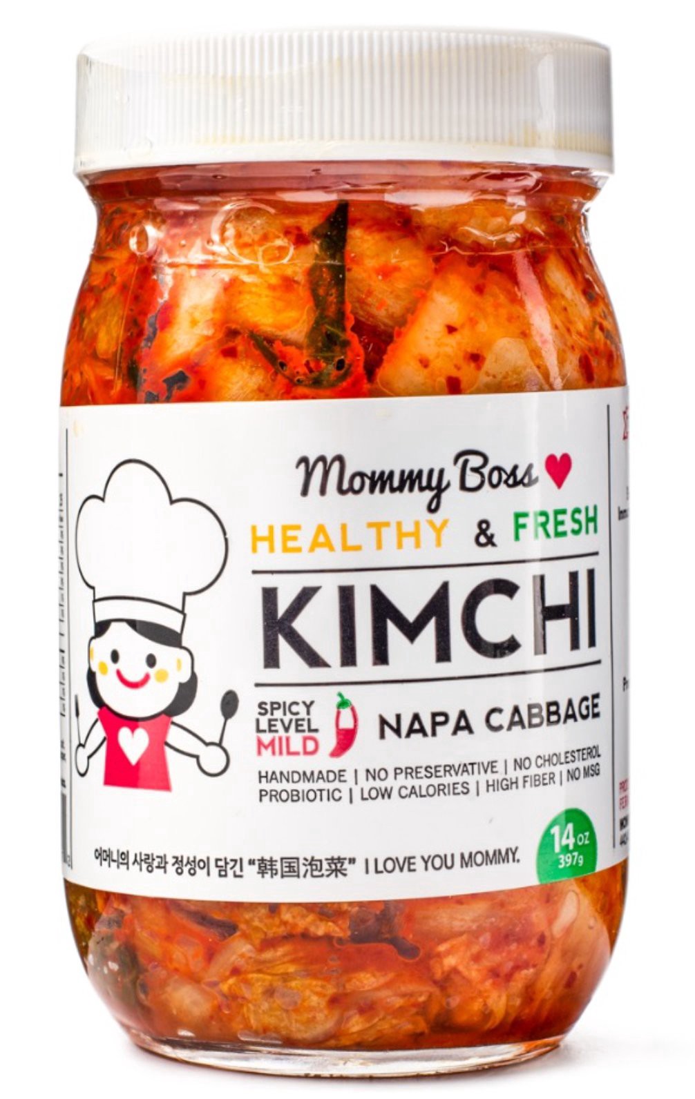 slide 1 of 1, Mommy Boss Spicy Napa Cabbage Kimchi, 14 oz