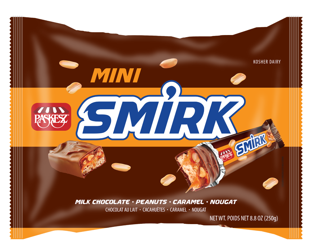 slide 1 of 1, Paskesz Mini Smirk Milk Chocolate Candy Bars, 8.8 oz