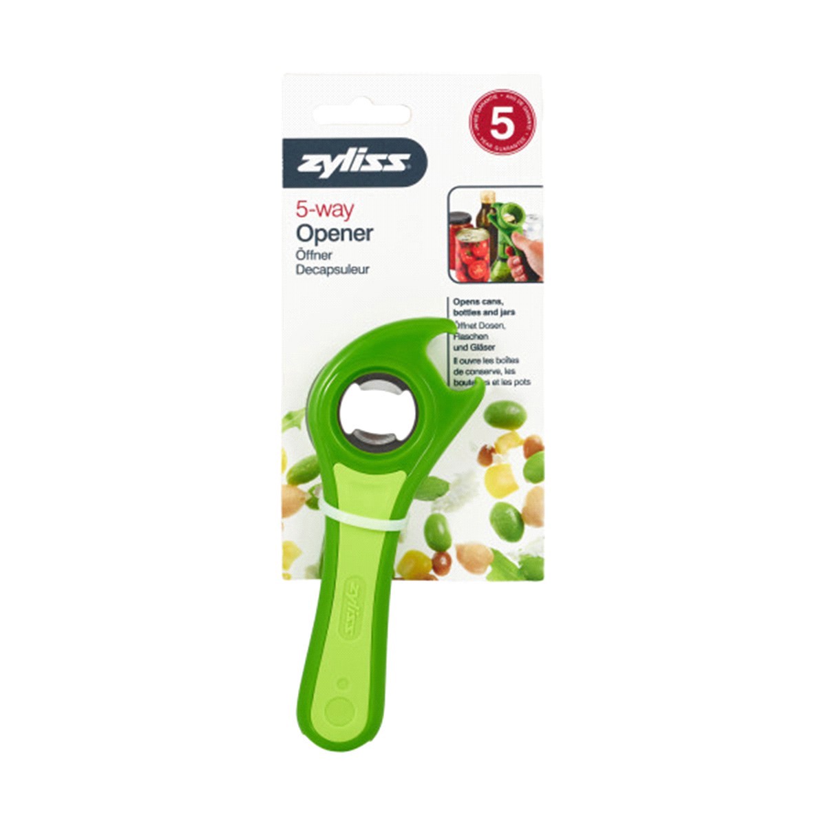 slide 5 of 5, Zyliss 5-Way Can Bottle And Jar Opener, 1 ct