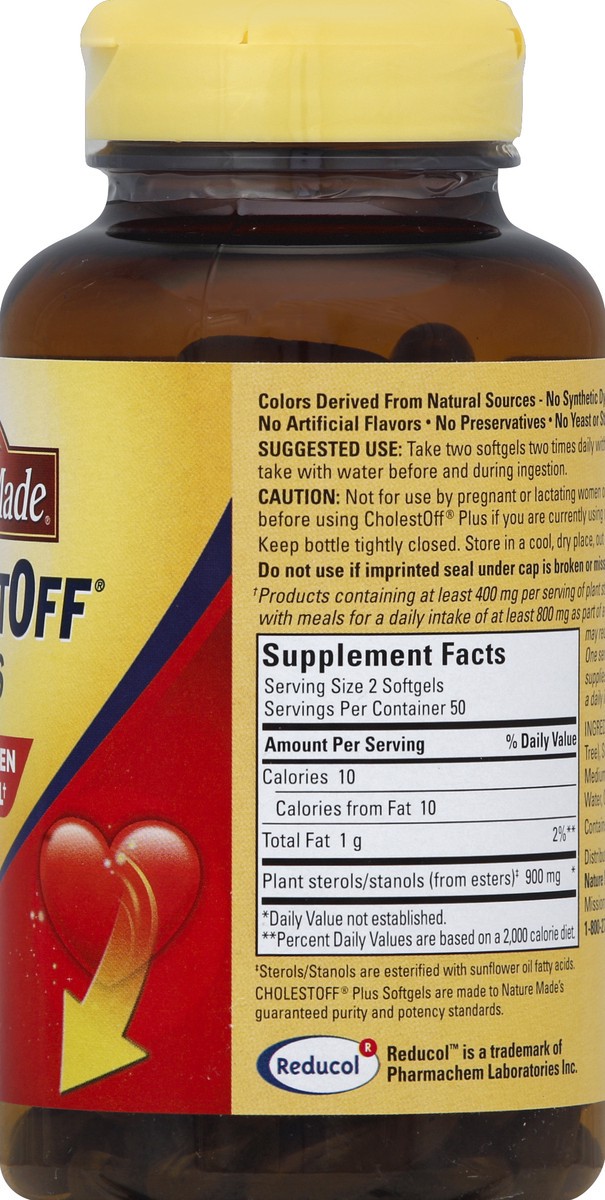 slide 6 of 7, Nature Made CholestOff Plus, Dietary Supplement for Heart Health Support, 100 Softgels, 25 Day Supply, 100 ct